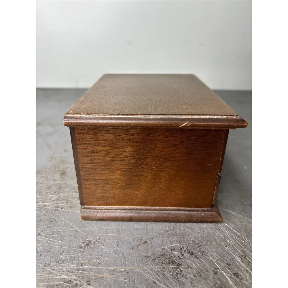 Vintage Wooden Himark 1 Drawer Small Jewelry Box Lined Compartments Mirror